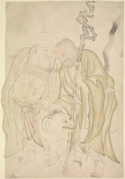 Two Lohans, c.1480 (bläck och genomskinlig akvarell på papper) av Persian School
