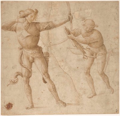 En bågskytt och en arbalist, ca. 1500. av Perugino