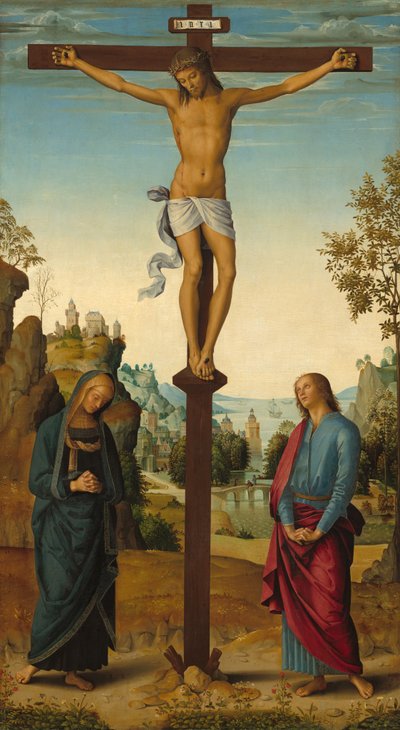 Korsfästelsen med Jungfrun, Sankt Johannes, Sankt Hieronymus och Sankta Maria Magdalena..., ca. 14821485 av Perugino