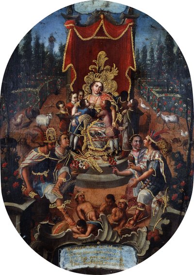 America Nursing Spanish Noble Boys, c.1770 av Peruvian School