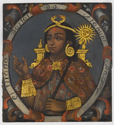 Atahualpa (c.1502-33) 14:e och sista inkakungen, mitten av 1700-talet av Peruvian School
