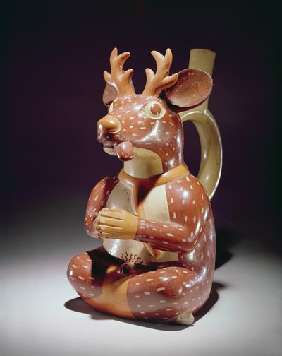 Keramikkärl av Captive Deer-man, Mochica (lergods) av Peruvian School