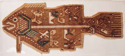 Ullslitsväv av en fisk (textil) av Peruvian School
