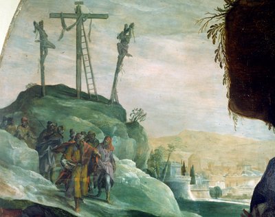 Golgata, detalj från Deposition from Cross av Peter Candid (1548-1628), olja på duk, 294x177 cm av Peter (1548 1628) Candid