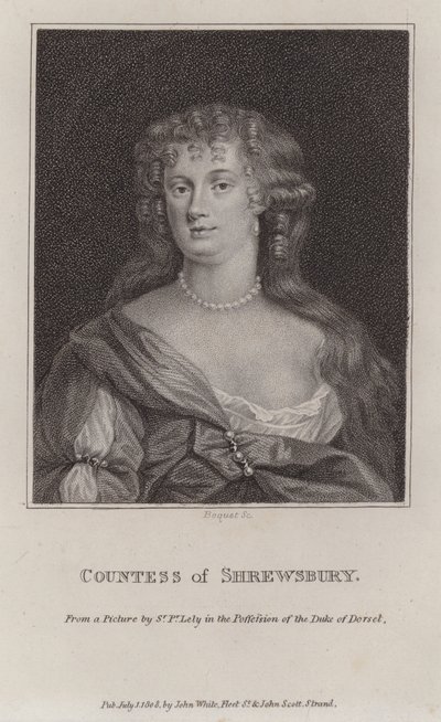 Anna Maria Talbot, grevinna av Shrewsbury (gravyr) av Peter (after) Lely