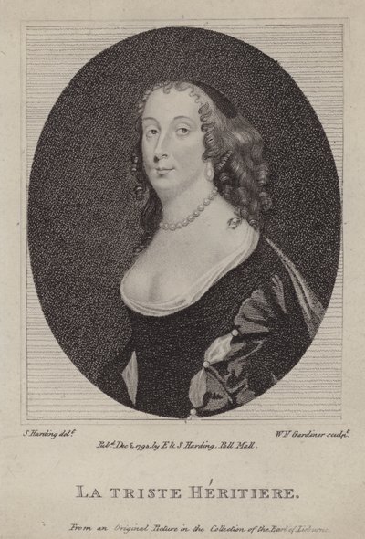 La Triste Heritiere, Anne St John, grevinna av Rochester (gravyr) av Peter (after) Lely