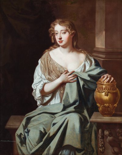 Porträtt av Mary Davis, skådespelerska (olja på duk) av Peter (after) Lely