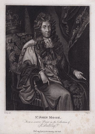 Sir John Moore, engelsk politiker, MP och Lord Mayor of London (gravyr) av Peter (after) Lely
