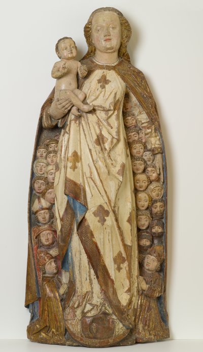 Madonna and Child Shelting Supplicants under Her Cloak, c.1471 (lindenwood, polychrome, gold and silver leaf) av Peter (attr.to) Koellin