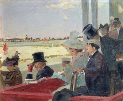 Hästkapplöpning, 1902 (olja på trä) av Peter Alexandrovich Nilus