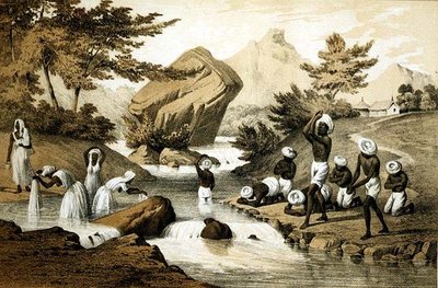 Hindu kostymer, Mauritius, graverad av James Queen (1824-c.1877) pub. av Peter S. Duval (litho) av Peter Bernhard Wilhelm (after) Heine