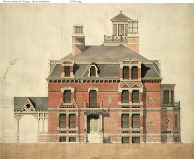 Eliphalet W. Blatchford House, Chicago, Illinois, LaSalle Street Elevation and Partial Section av Peter Bonnett Wight