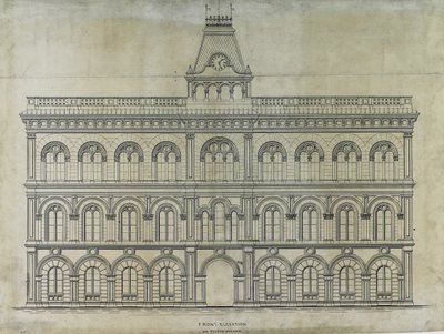 Kings County Courthouse Competition, Chicago, Illinois, Elevation av Peter Bonnett Wight