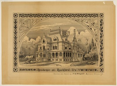 N. C. Thompson House, Rockford, Illinois, Perspective av Peter Bonnett Wight