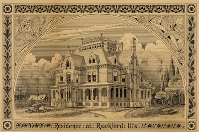 N. C. Thompson House, Rockford, Illinois, Perspective, 1876. av Peter Bonnett Wight