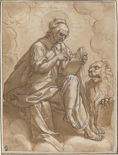 Sankt Markus evangelisten av Peter Candid after Heinrich Aldegrever after Georg Pencz