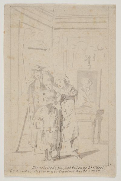 Pierrot och Colombine i "The Talking Painting" av Peter Cramer