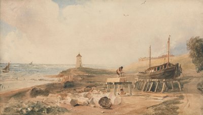 Skeppsbyggnad på Yorkshire-kusten av Peter DeWint