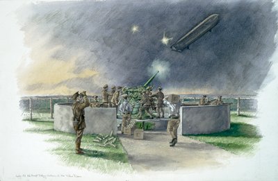 Lodge Hill Battery, avlossning mot tysk zeppelin under första världskriget, c1910-talet, c1980-2010 av Peter Dunn