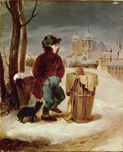 Brezelbub auf dem Glacis - Pojke som säljer kringlor i utkanten av Wien ... av Peter Fendi