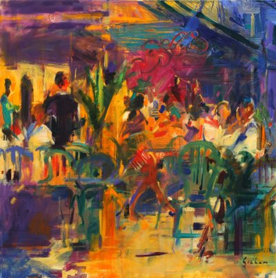 Cafe de la Place, St Paul de Vence av Peter Graham (Contemporary)