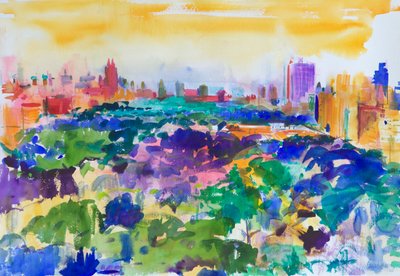 Central Park, New York, 2011 (wc på papper) av Peter Graham (Contemporary)