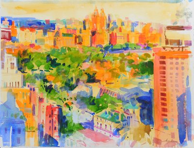 Central Park från The Carlyle (wc på papper) av Peter Graham (Contemporary)