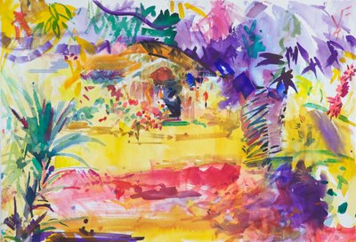 Gauguins Garden, 2011 (wc på papper) av Peter Graham (Contemporary)