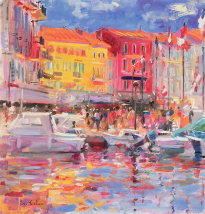 Hamnen i St Tropez, 2002 av Peter Graham (Contemporary)