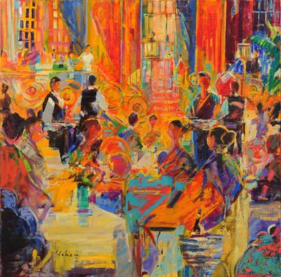 The Waldorf, 2021 (olja på duk) av Peter Graham