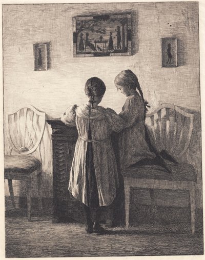 Interiör med två små flickor av Peter Vilhelm Ilsted