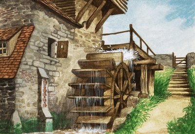 En gammal vattenkvarn vid en bäck av Peter Jackson