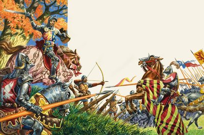 Slaget vid Agincourt 1415 (gouache på papper) av Peter Jackson