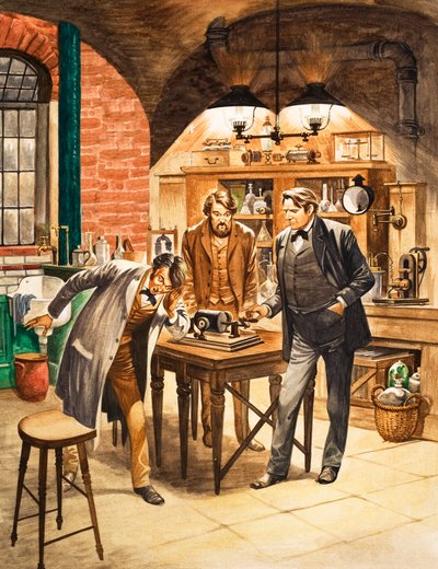 Edison demonstrerar den första fonografen i sitt laboratorium av Peter Jackson