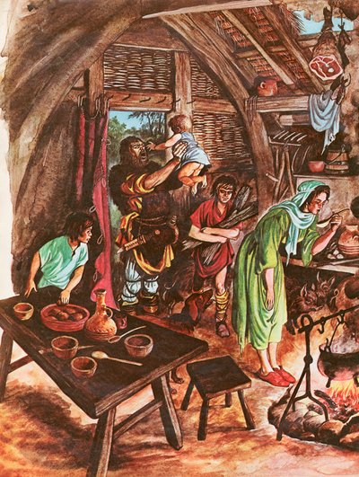 Inuti en bondes hem (gouache på papper) av Peter Jackson
