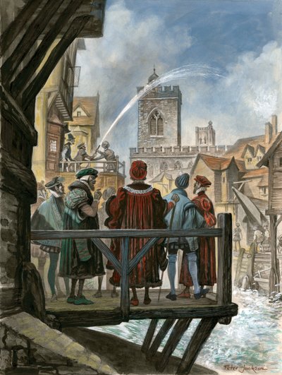 Peter Morris vattenverk på gamla London Bridge beundrades av överborgmästaren och Aldermen of the City av Peter Jackson