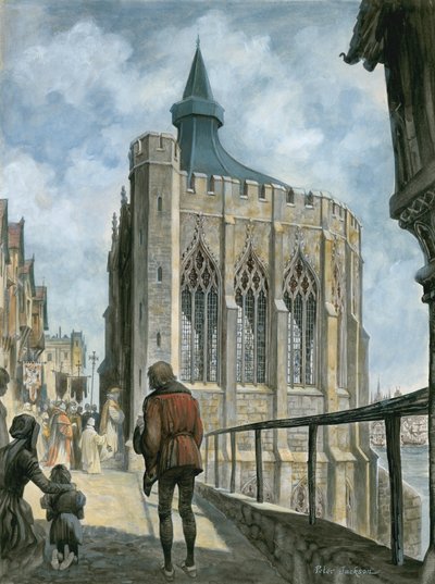 Rekonstruktion av kapellet St Thomas på gamla London Bridge av Peter Jackson