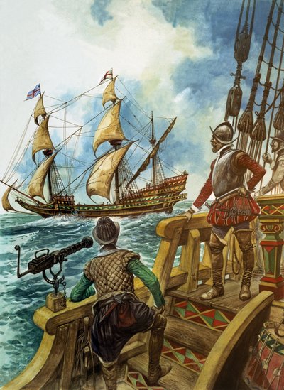 Sir Francis Drake (1540-96) (gouache på papper) av Peter Jackson