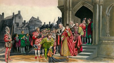 Sir Walter Raleigh lägger ner sin kappa för drottning Elizabeth I av Peter Jackson
