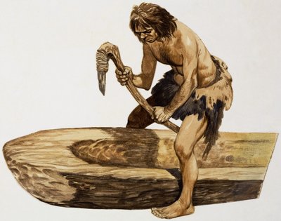 Stenåldersman som gräver fram en kanot av Peter Jackson