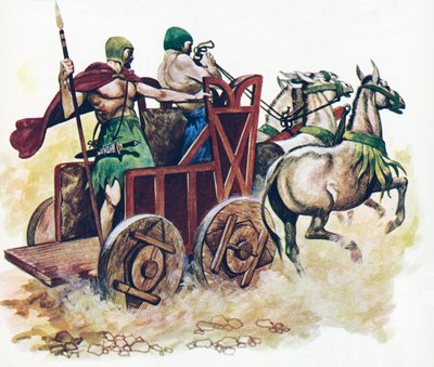 Sumerisk vagn (färg litho) av Peter Jackson