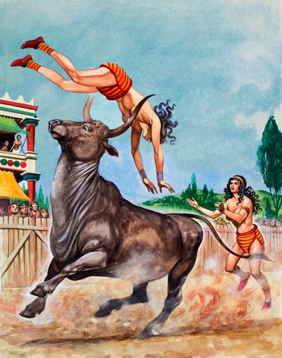 Kung Minos tjurfäktningsarena. Minoiska Bull-leapers av Peter Jackson