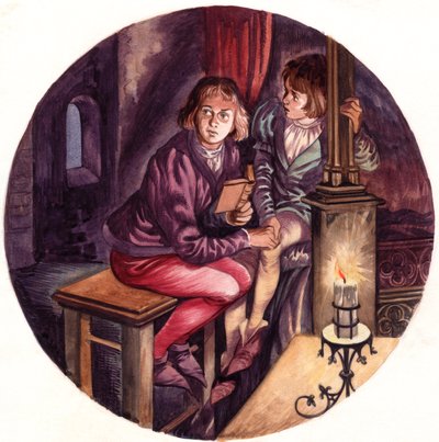 Prinsarna i tornet (gouache på papper) av Peter Jackson