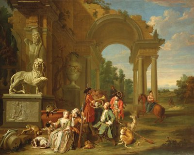 En jaktfest i klassiska ruiner av Peter Jacob Horemans