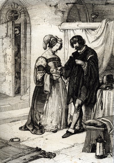 Greven av Essex Robert Devereux (1565-1601) dömd till döden för förräderi överlämnade Elizabeth Howard, grevinna av Nottingham och Lady of Honor av Elisabeth Iere av England, ett ringlöfte om sin lojalitet till drottningen av Peter Johann Nepomuck Geiger