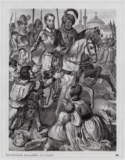 Karl V befriar kristna slavar från Tunis av Peter Johann Nepomuk Geiger