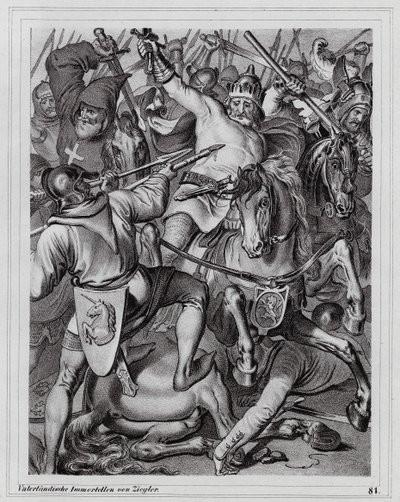 Johannes den blindes död, kung av Böhmen, i slaget vid Crecy av Peter Johann Nepomuk Geiger
