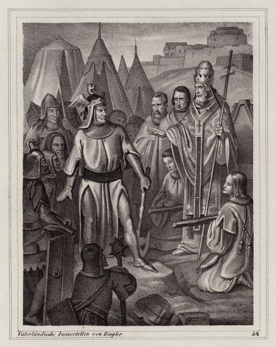 Grundandet av Venedig, 500-talet (gravyr) av Peter Johann Nepomuk Geiger
