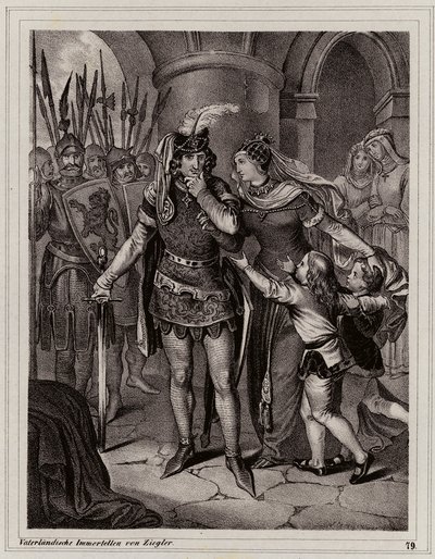 Johannes den blinde, kung av Böhmen (gravyr) av Peter Johann Nepomuk Geiger