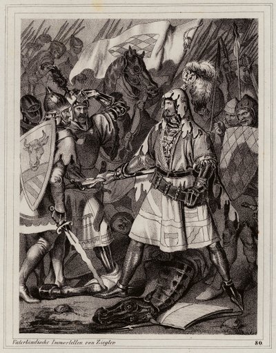 Johannes den blinde, kung av Böhmen (gravyr) av Peter Johann Nepomuk Geiger
